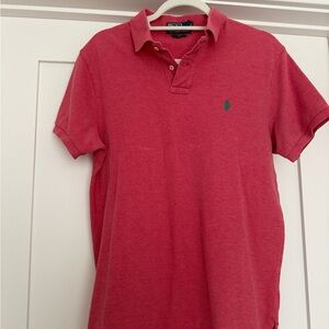 Ralph Lauren Men’s Polo Shirt - Coral Red with Green Pony